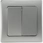 Preview: ChiliTec DELPHI 21108 Serien-Schalter 2-fach, 250 V, 10 A, Silber, Unterputz, inkl. Rahmen